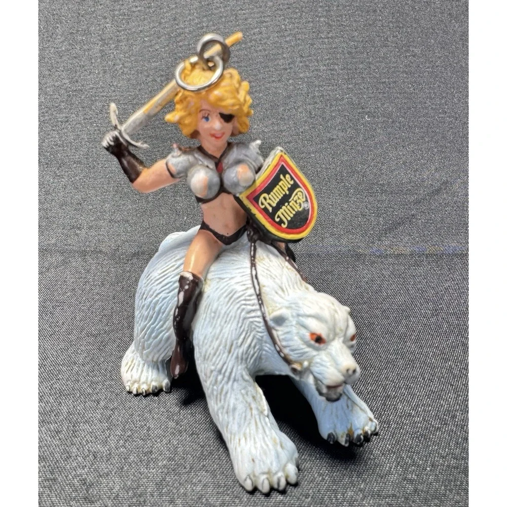 Rumple Minze Warrior Woman Riding a Polar Bear Key Chain Scarce